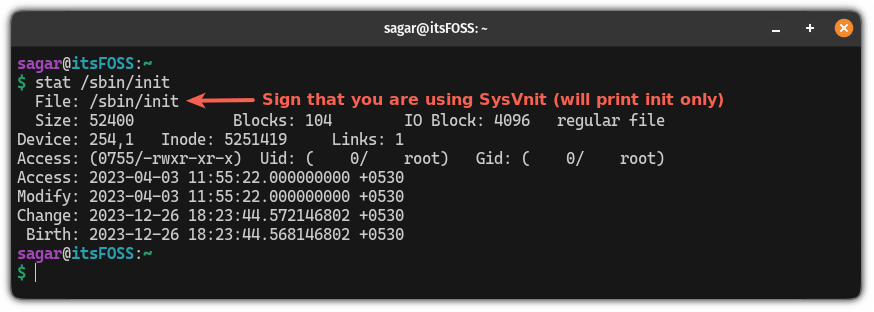 SysVinit only displays 